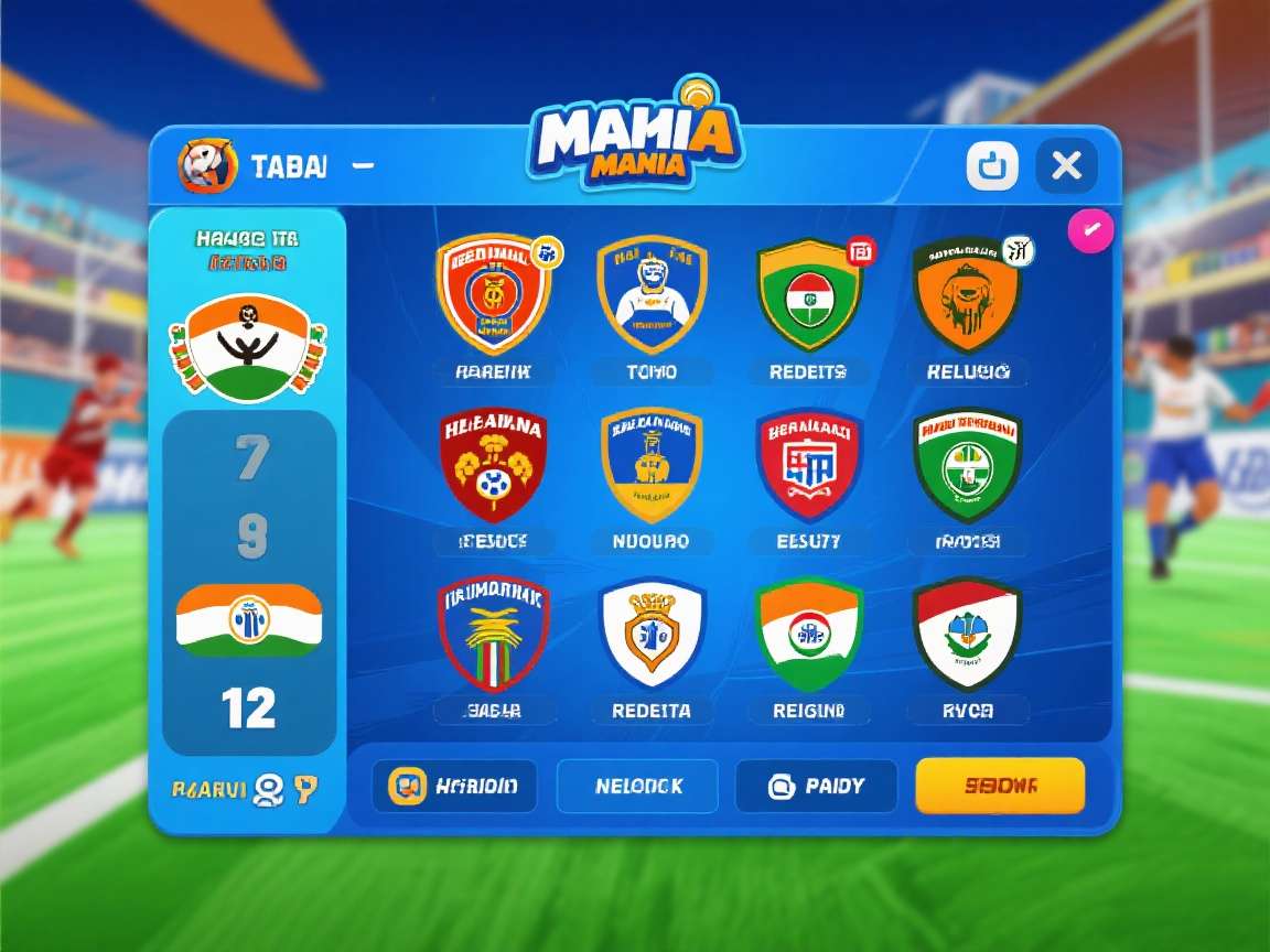 Handball Mania: India Edition team selection screen showing various regional teams